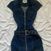 Denim Zip Up Mini Dress - Festigal