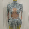 Rhinestone Tassel Bodysuit - Festigal