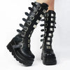 Buckles Galore Knee High Wedges - Festigal