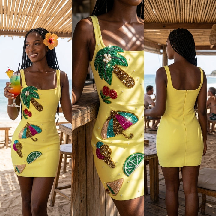Holidays Sequin Applique Bodycon Dress