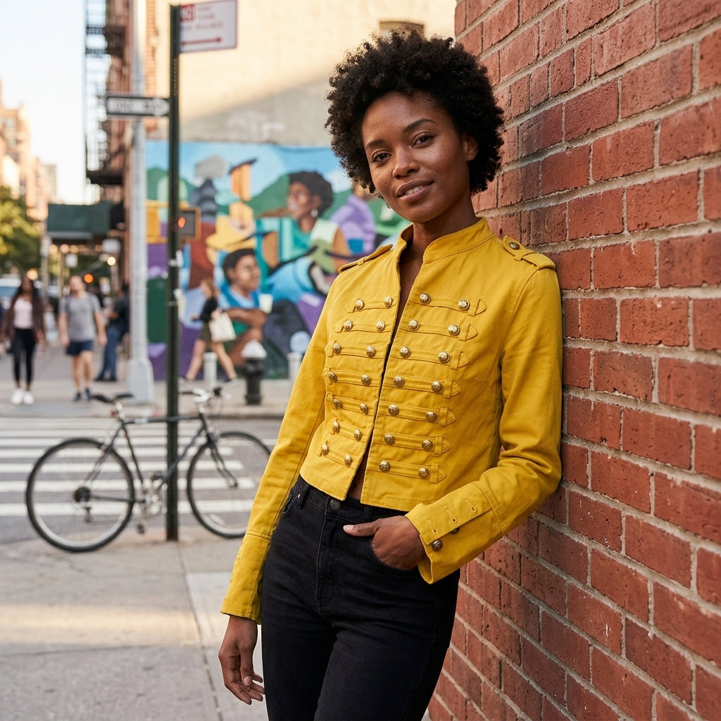 Retro Military Style Denim Jacket