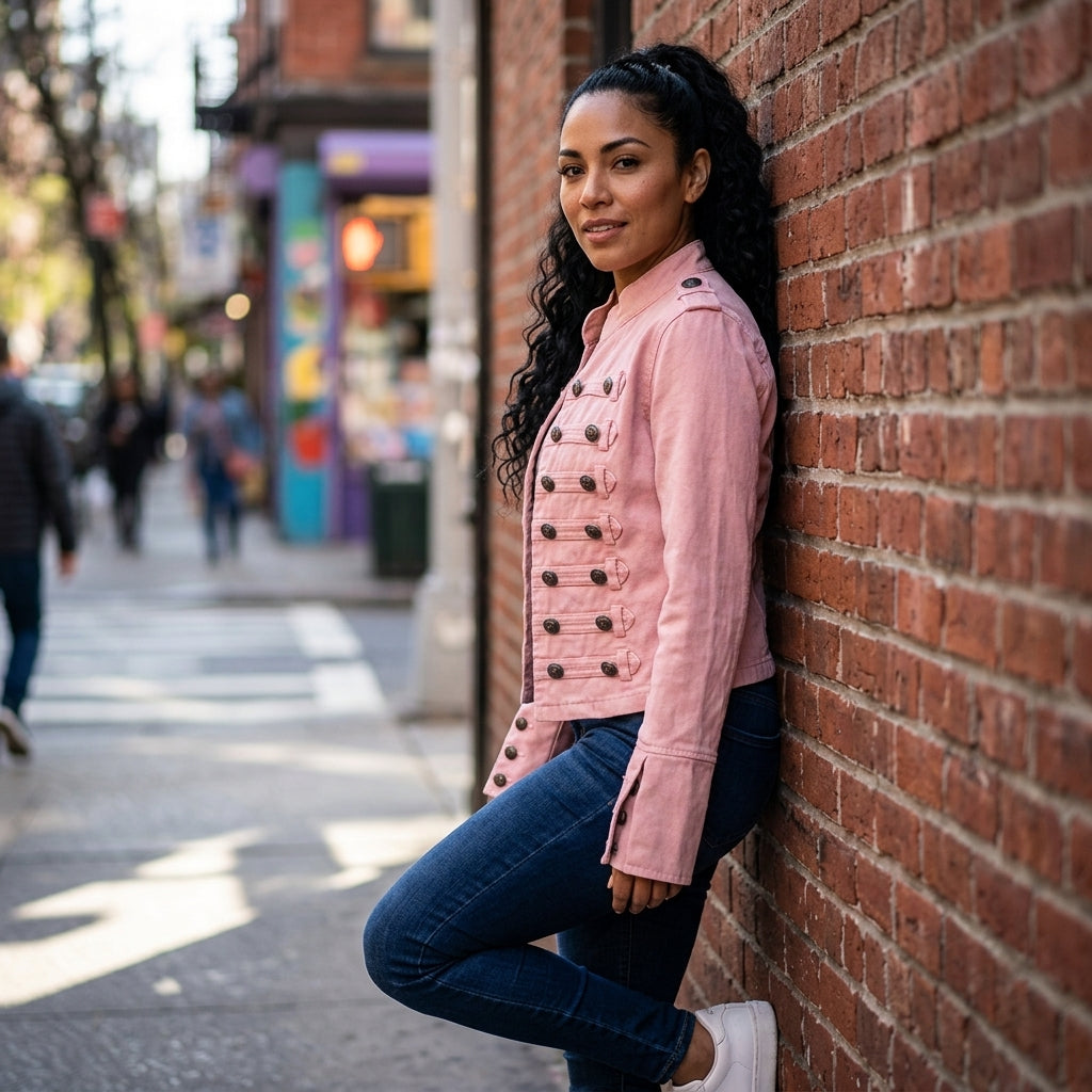 Retro Military Style Denim Jacket