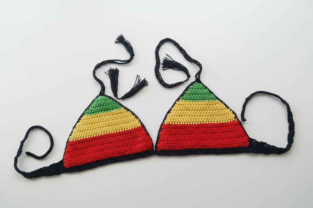 Jamaica Colours Crochet Festival Bralet - Handmade Rasta Halter Top