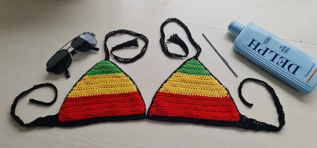 Jamaica Colours Crochet Festival Bralet - Handmade Rasta Halter Top