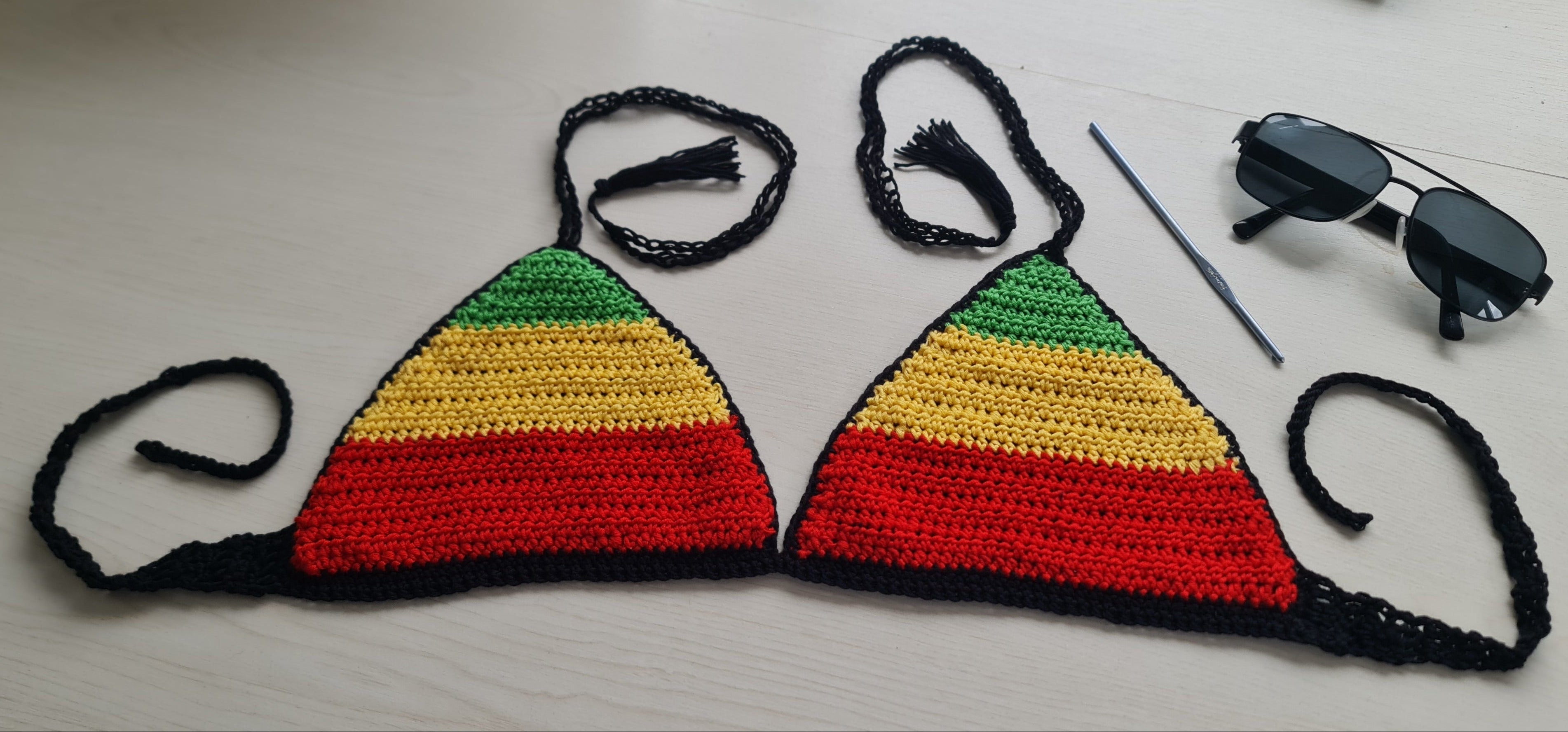 Jamaica Colours Crochet Festival Bralet - Handmade Rasta Halter Top
