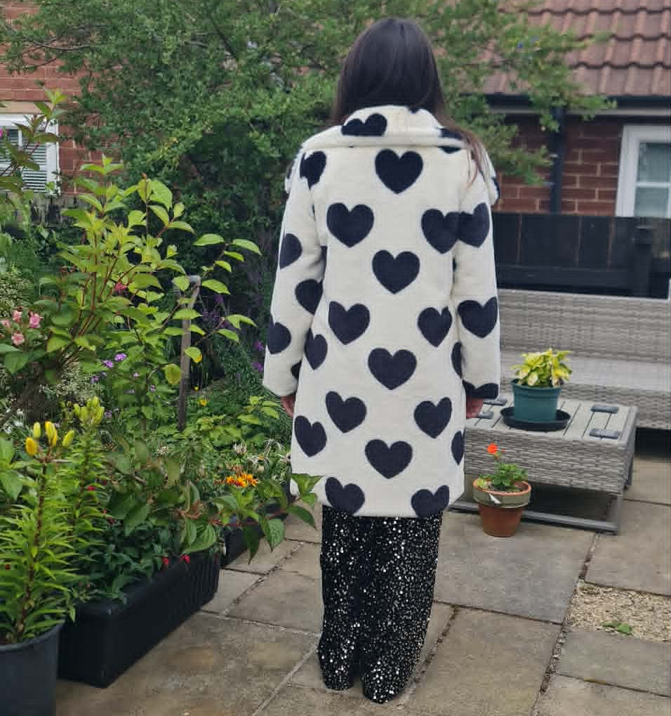 Faux Fur Heart Long Winter Coat