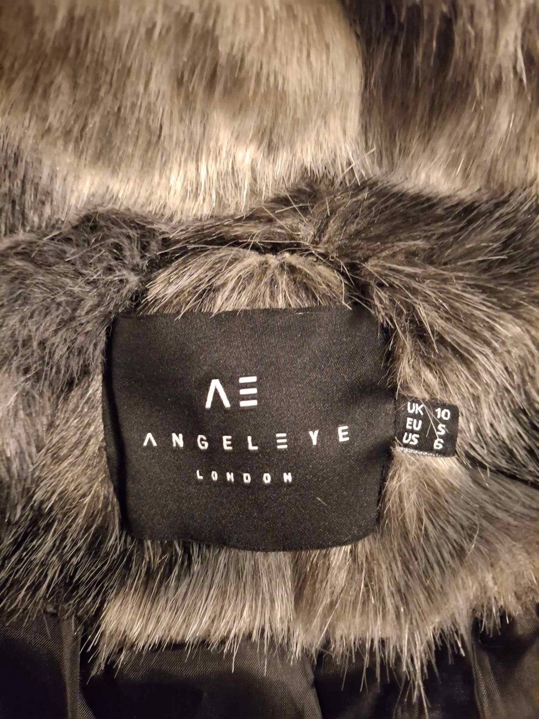 BNWT Angel Eye Faux Fur Contrast Coat. Size M UK 10 - Festigal