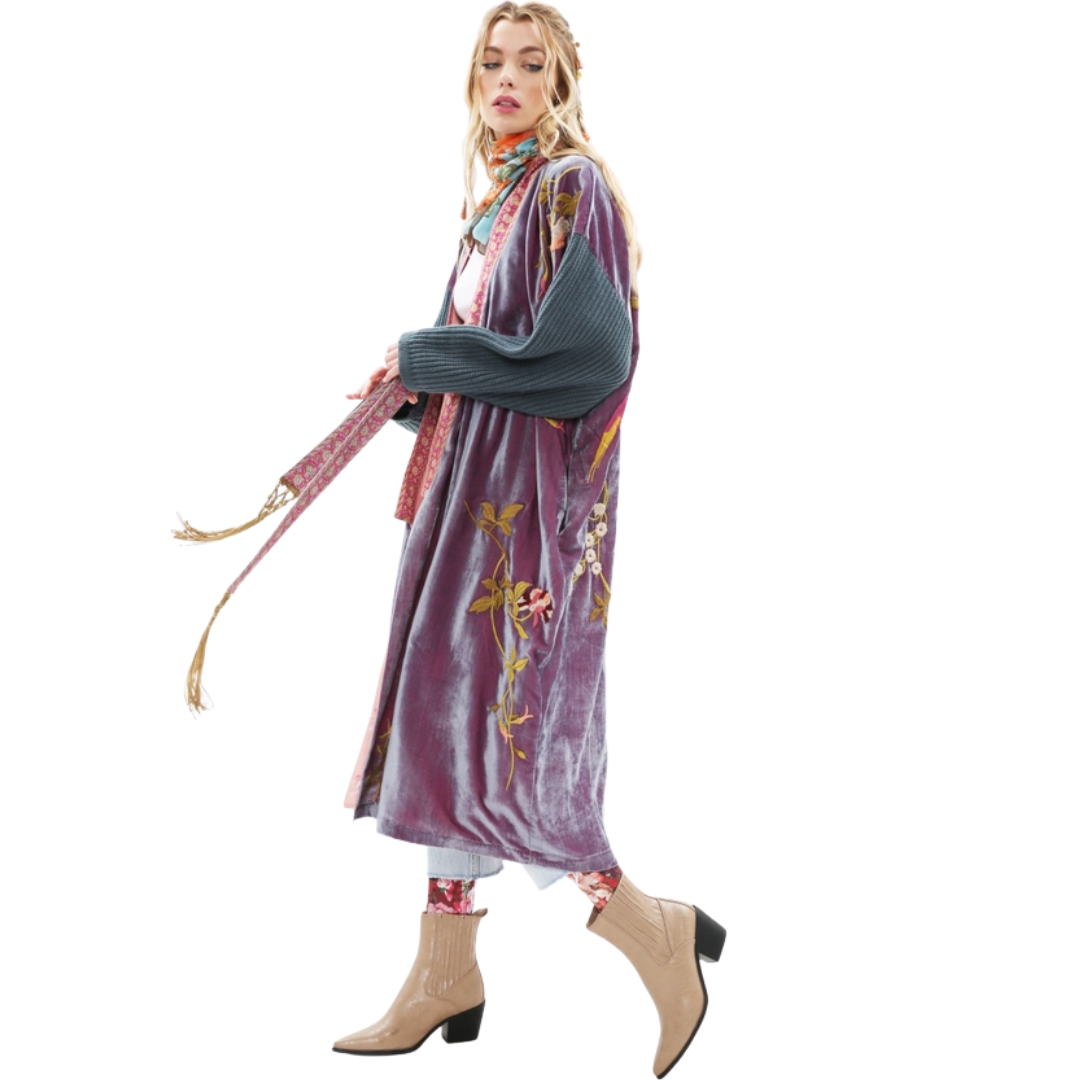 Lilac Velvet Embroidered Jacket