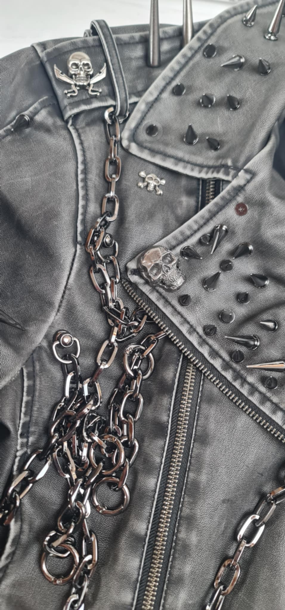 Faux Leather Spiked Jacket - Festigal