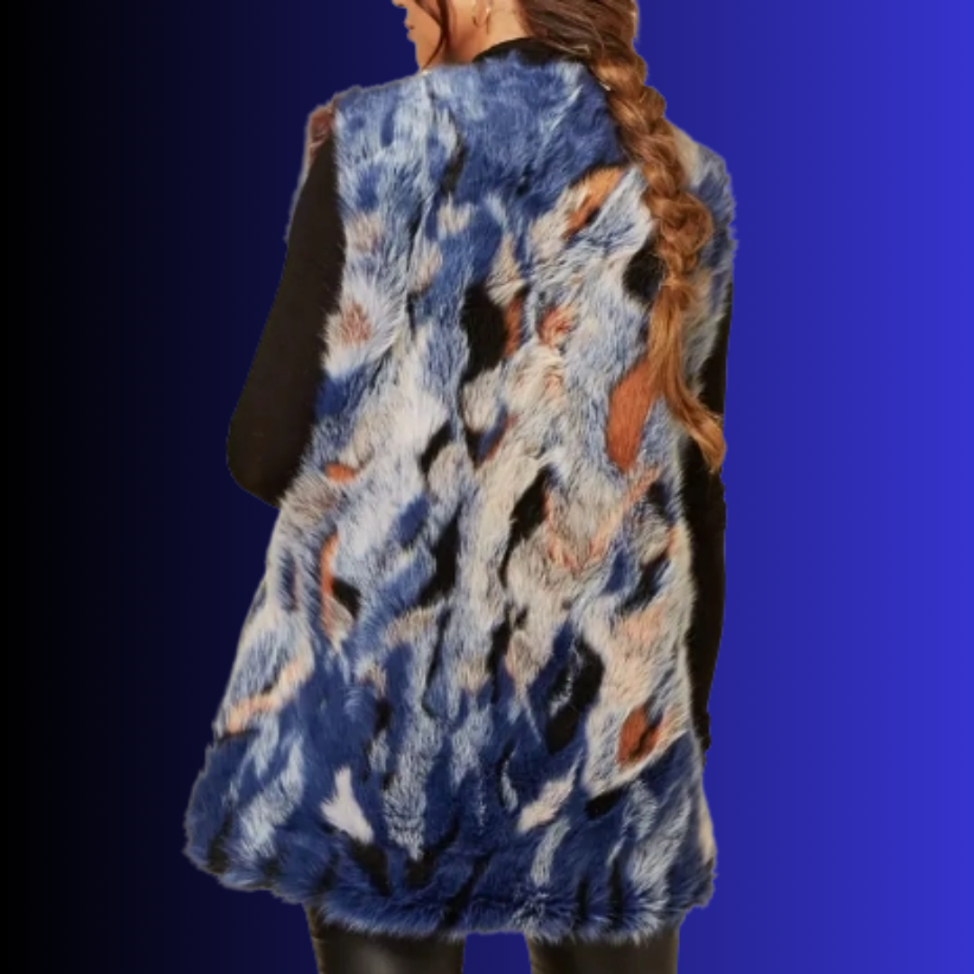 Blue Faux Fur Longline Gilet