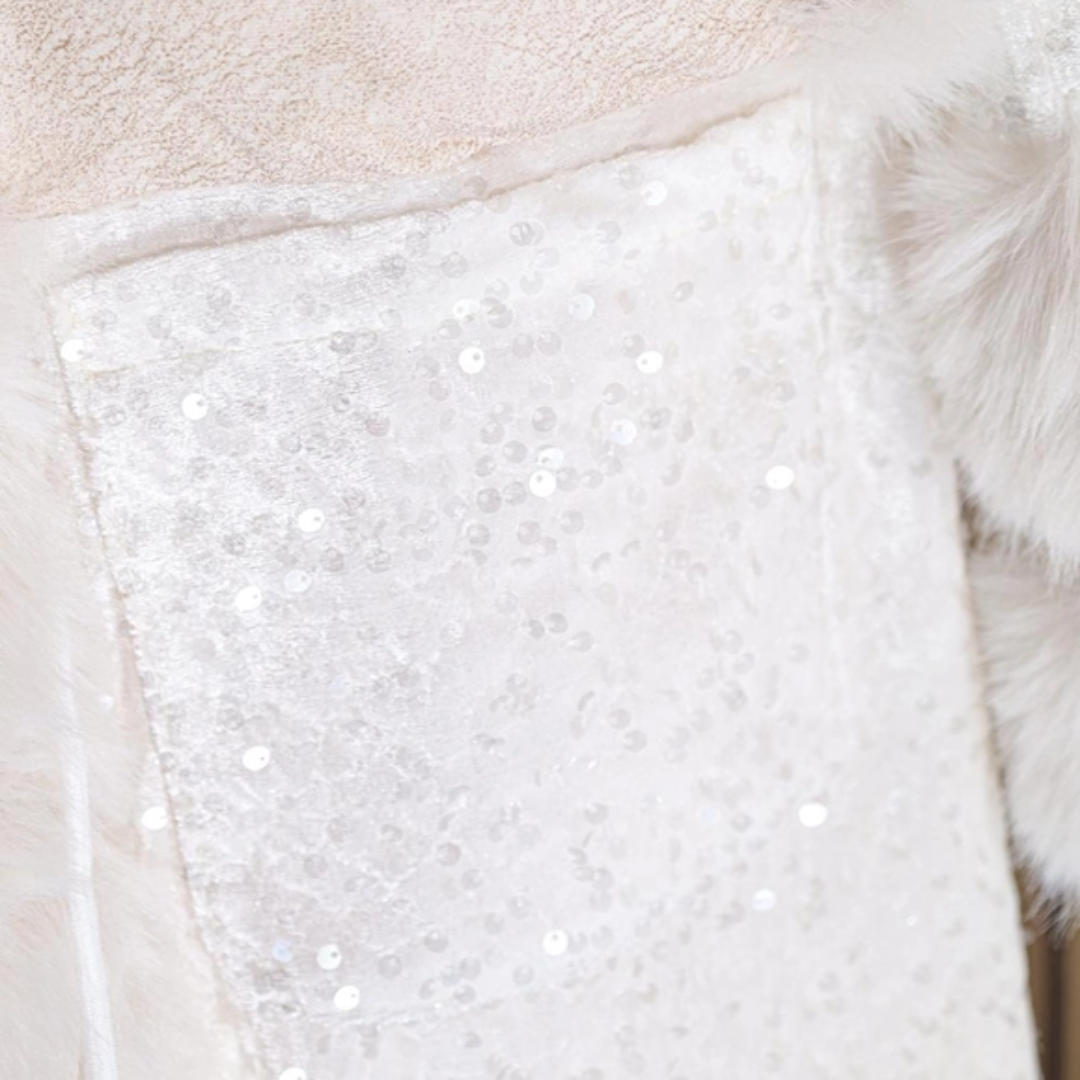 Faux Fur Sequin Longline Coat