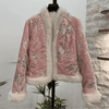 Velvet Embroidered Fur Trim Jacket