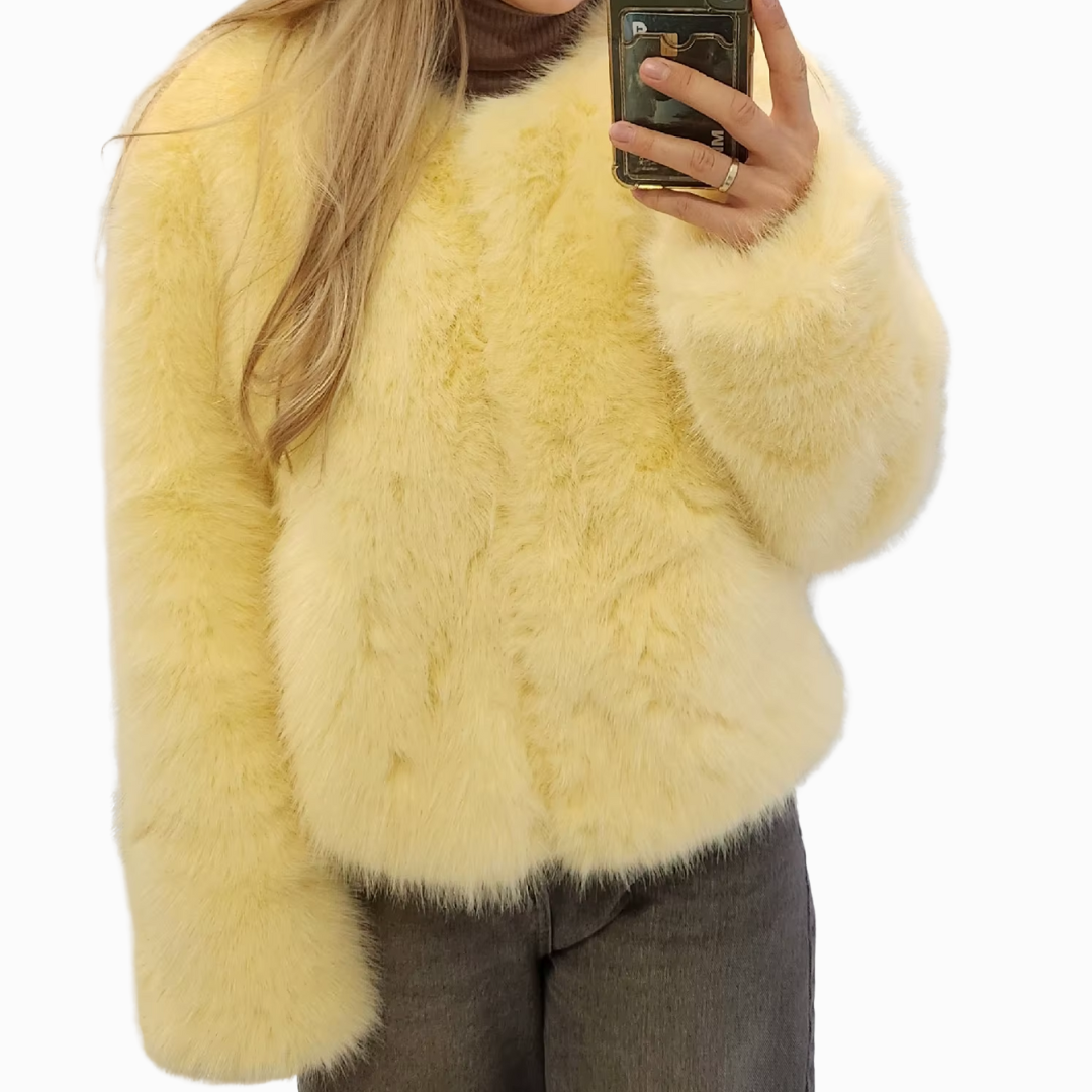 Yellow Faux Fur Coat - Festigal