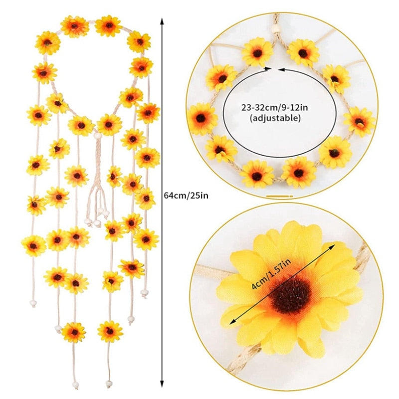 Daisy Flower Garland Festival Crown Tiara - Festigal