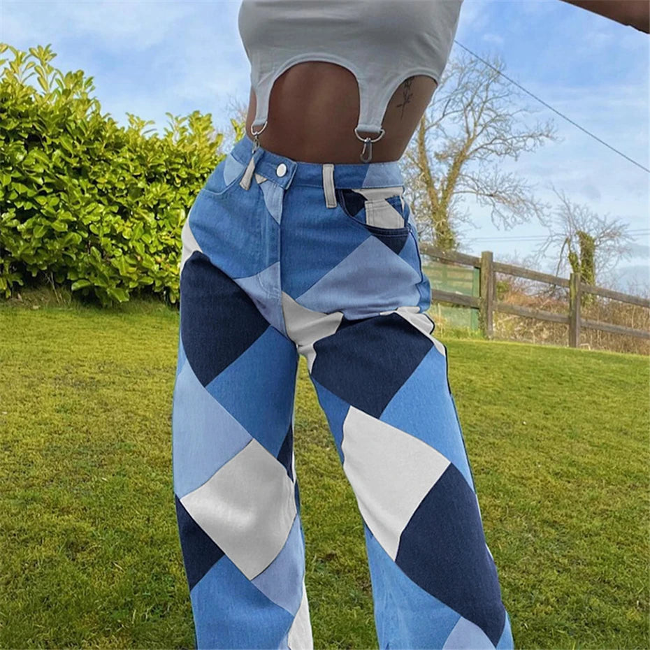 Harlequin Diamonds Wide Leg Jeans - Festigal