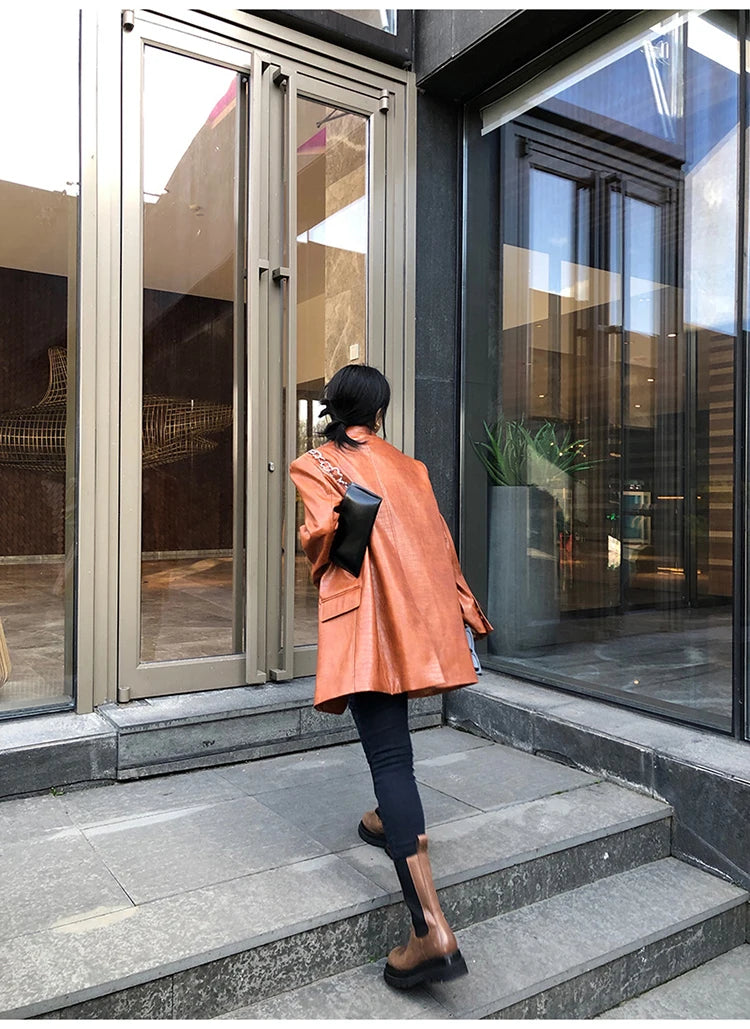 Crocodile Faux Leather Blazer - Festigal