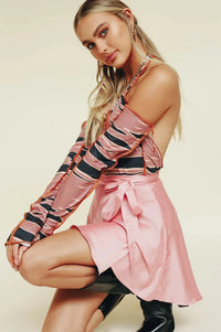 Satin Wrap Mini Skirt - Festigal