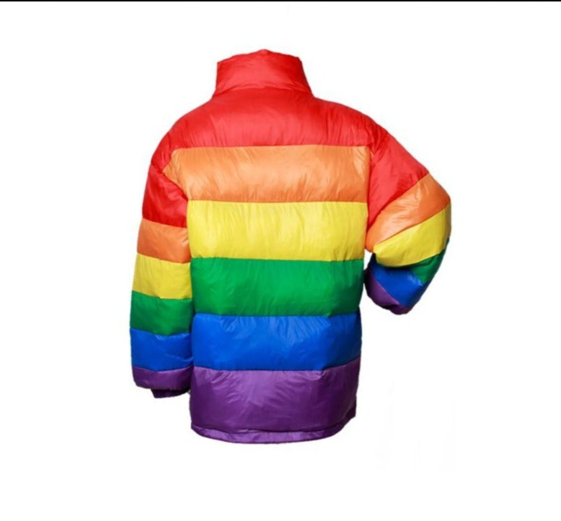 Rainbow Striped Puffer Jacket - Festigal