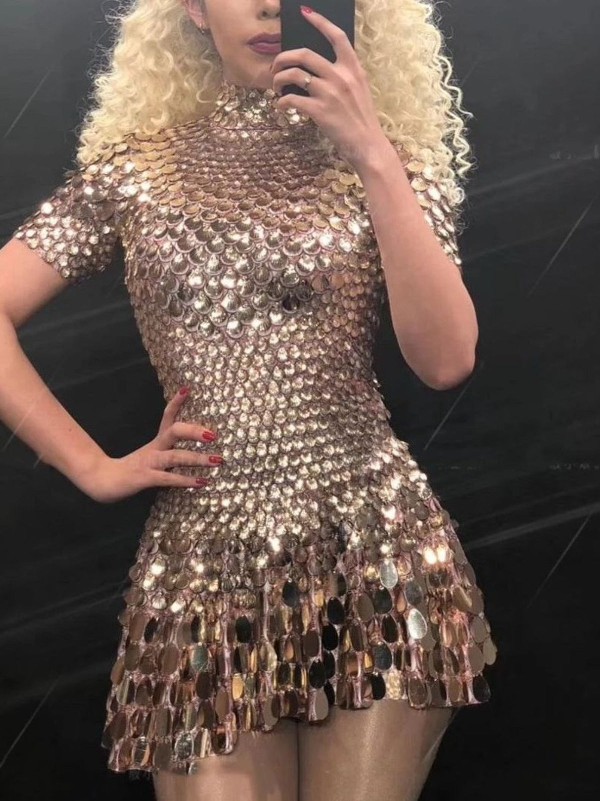 Shimmering Sequins Mermaid Leotard Micro Dress - Festigal