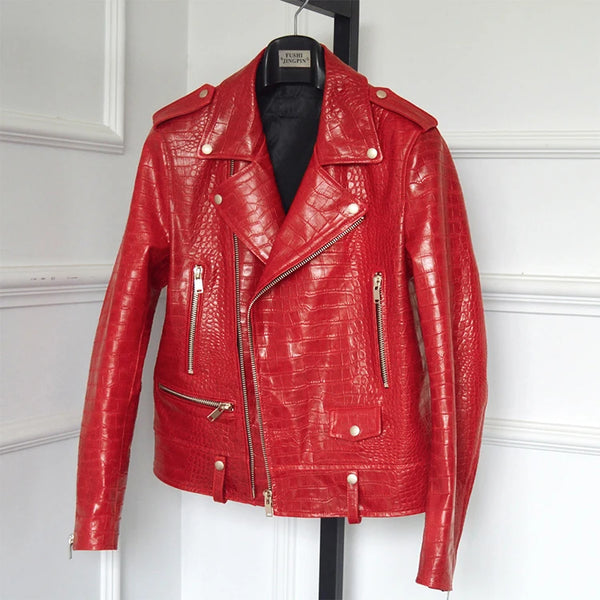 Men's Faux Crocodile Leather Jacket - Festigal