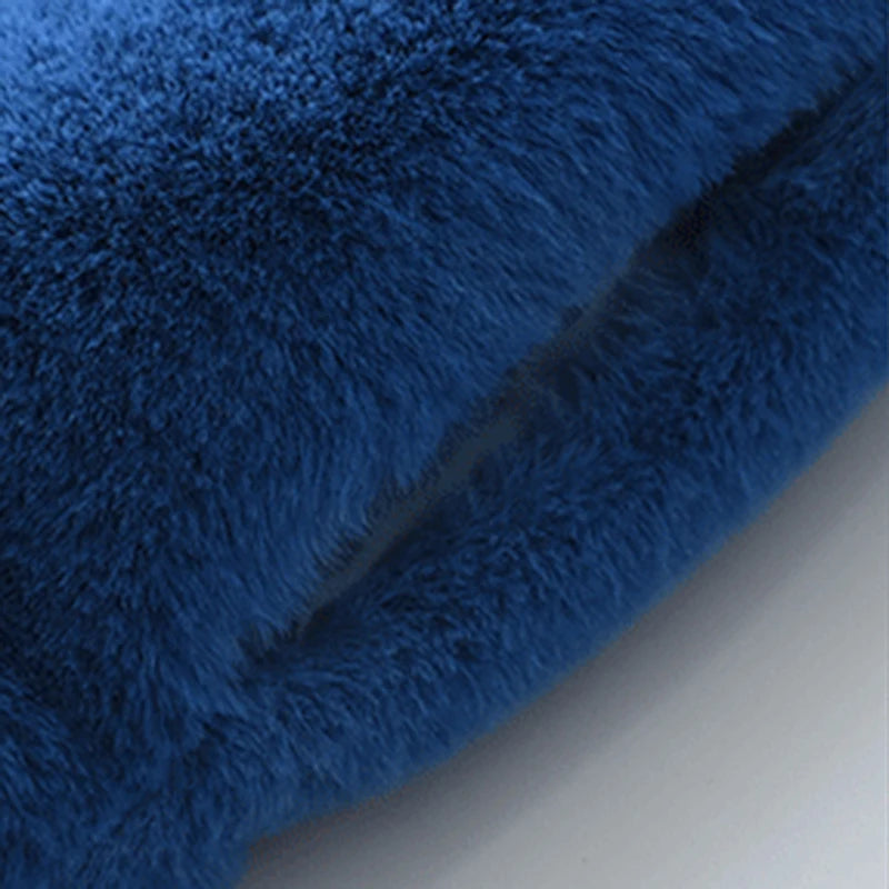 Oversized Blue Faux Fur Coat - Festigal