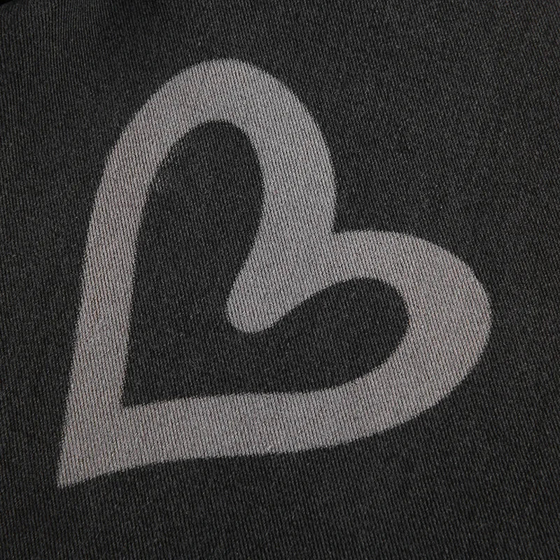 Vintage Heart Printed Wide Legged Jeans - Festigal