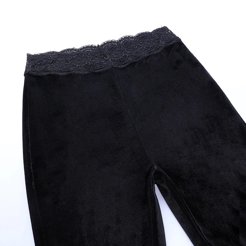 Goth Lace Velvet Flares - Festigal