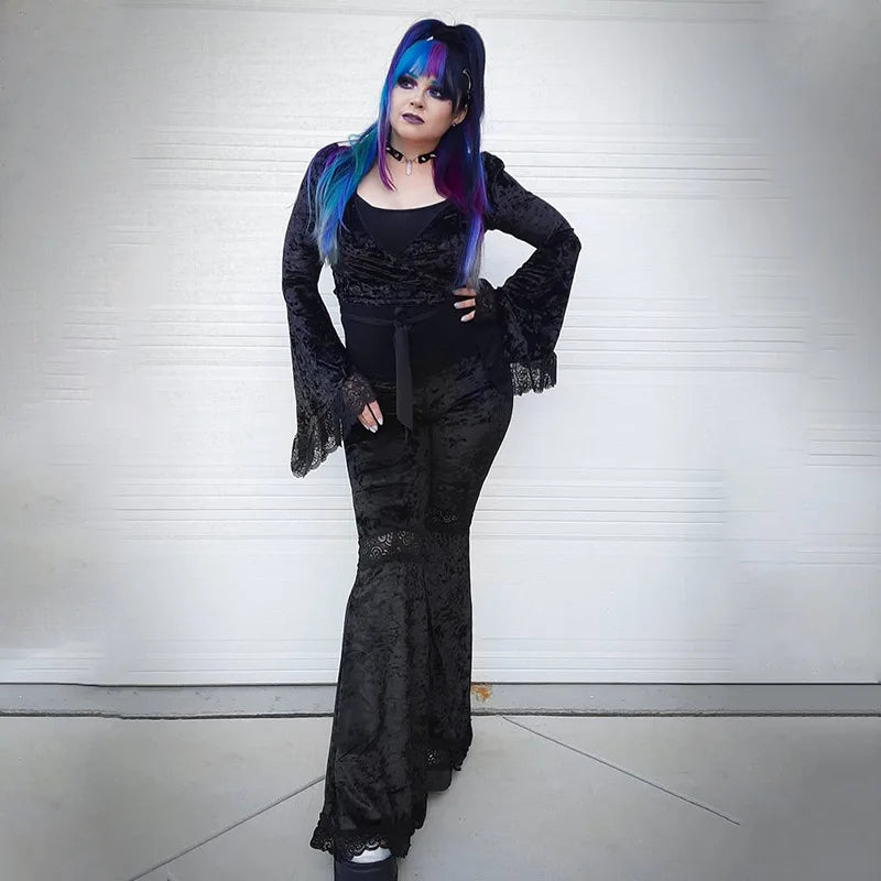 Goth Lace Velvet Flares - Festigal
