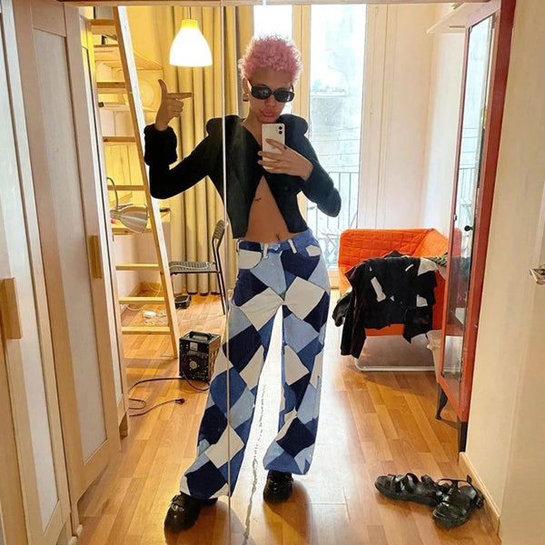 Harlequin Diamonds Wide Leg Jeans - Festigal