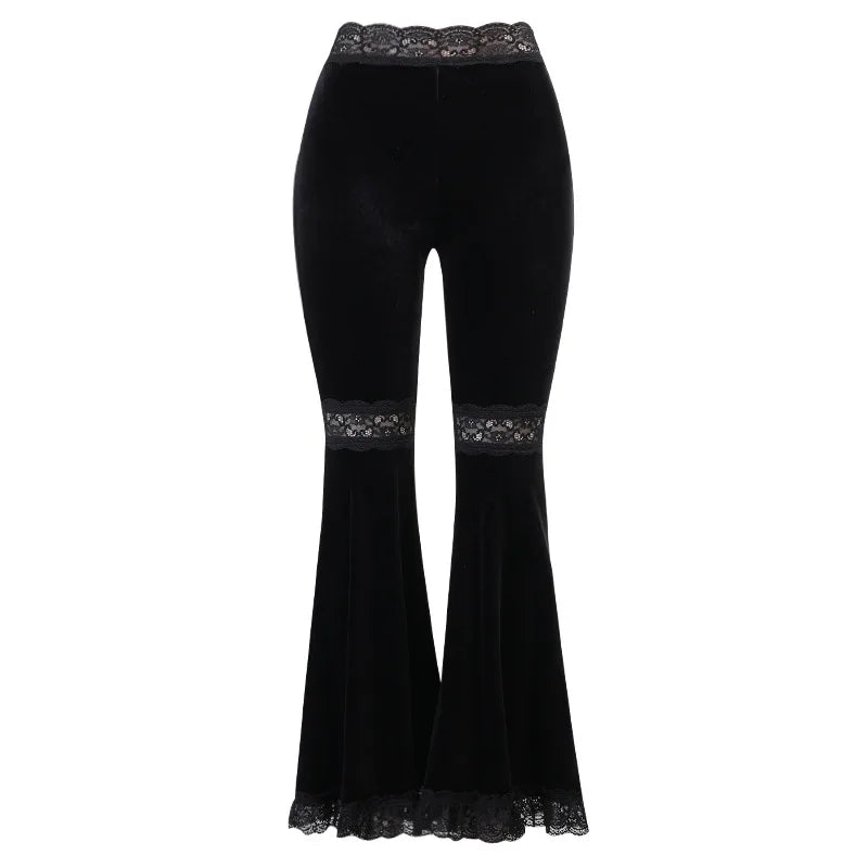 Goth Lace Velvet Flares - Festigal