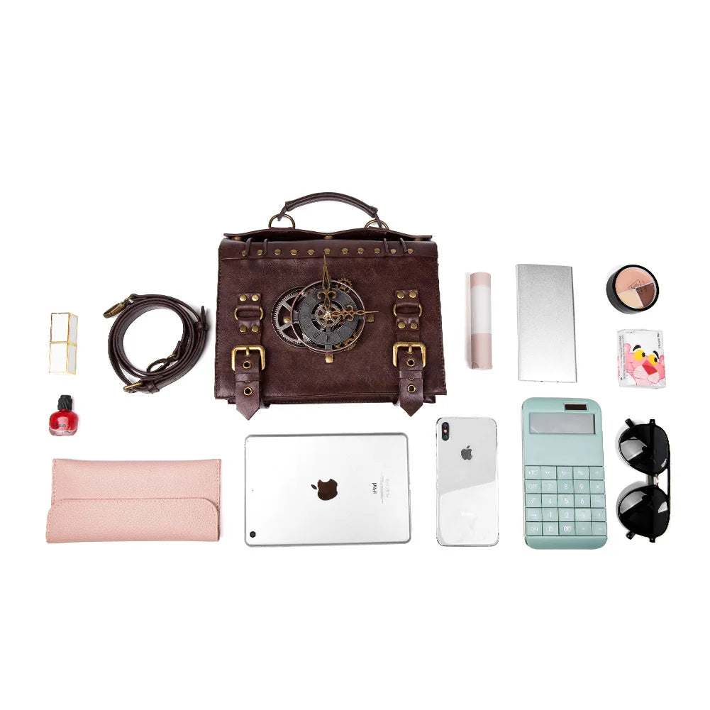 Steampunk Vintage Look Timepiece Shoulder Bag - Festigal