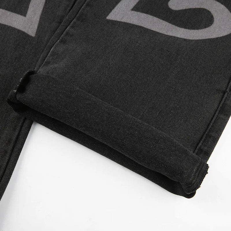 Vintage Heart Printed Wide Legged Jeans - Festigal