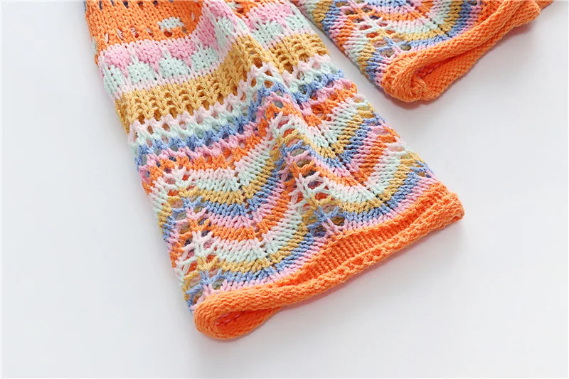 Colourful Striped Knitted Cardigan - Festigal