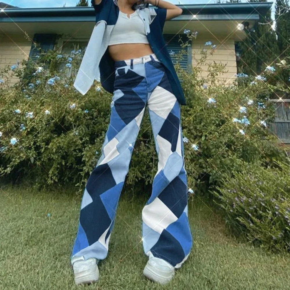 Harlequin Diamonds Wide Leg Jeans - Festigal
