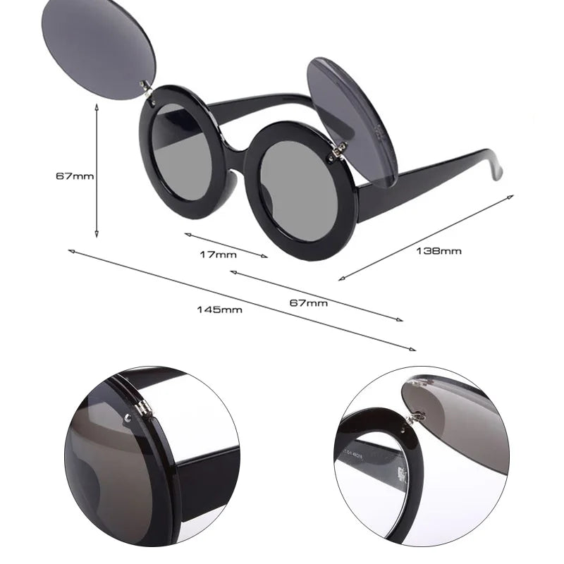 Lady Gaga Circular Flip Sunglasses - Festigal