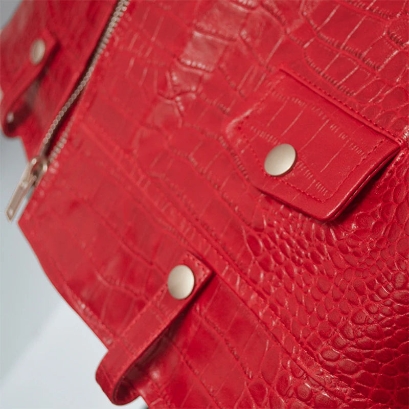 Men's Faux Crocodile Leather Jacket - Festigal