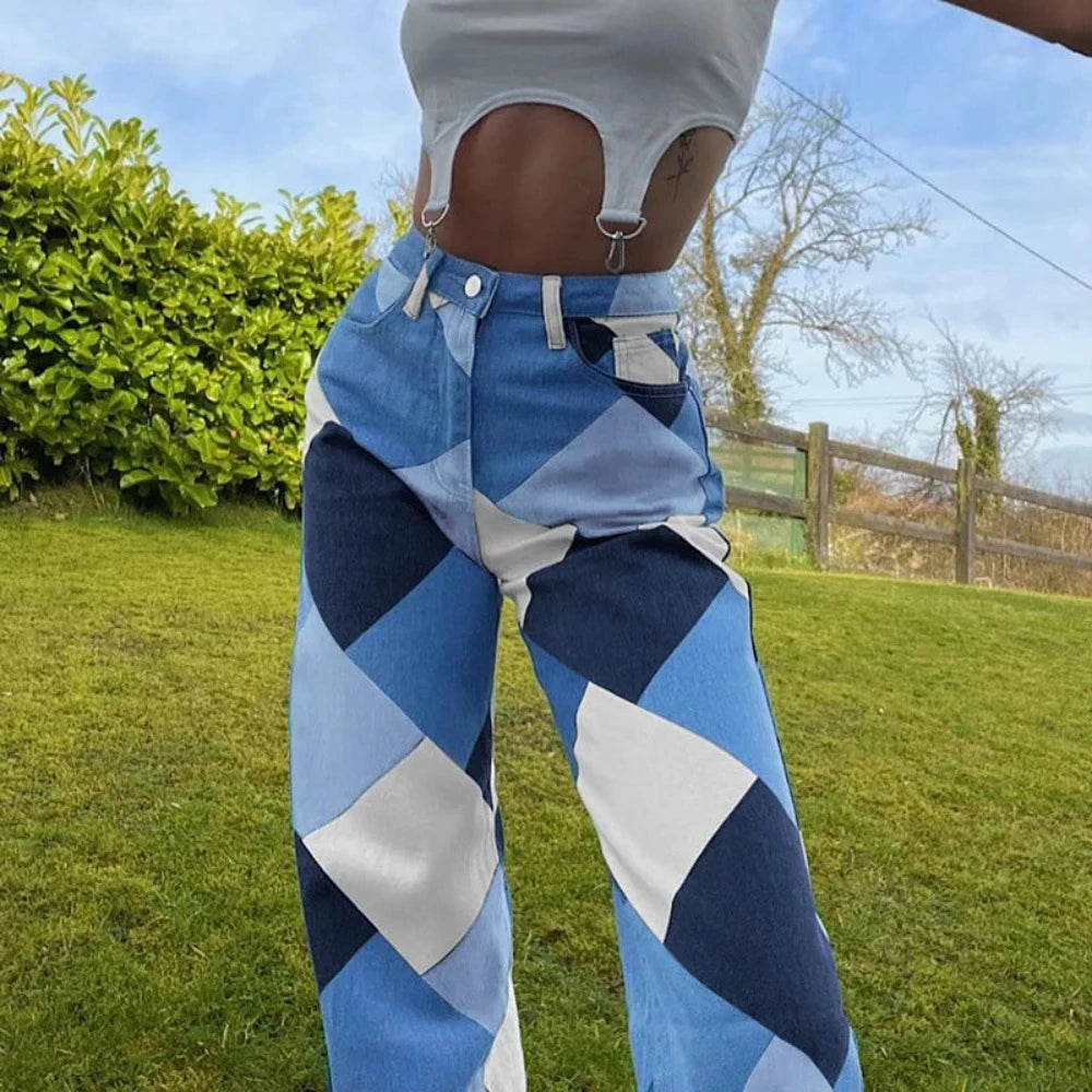 Harlequin Diamonds Wide Leg Jeans - Festigal