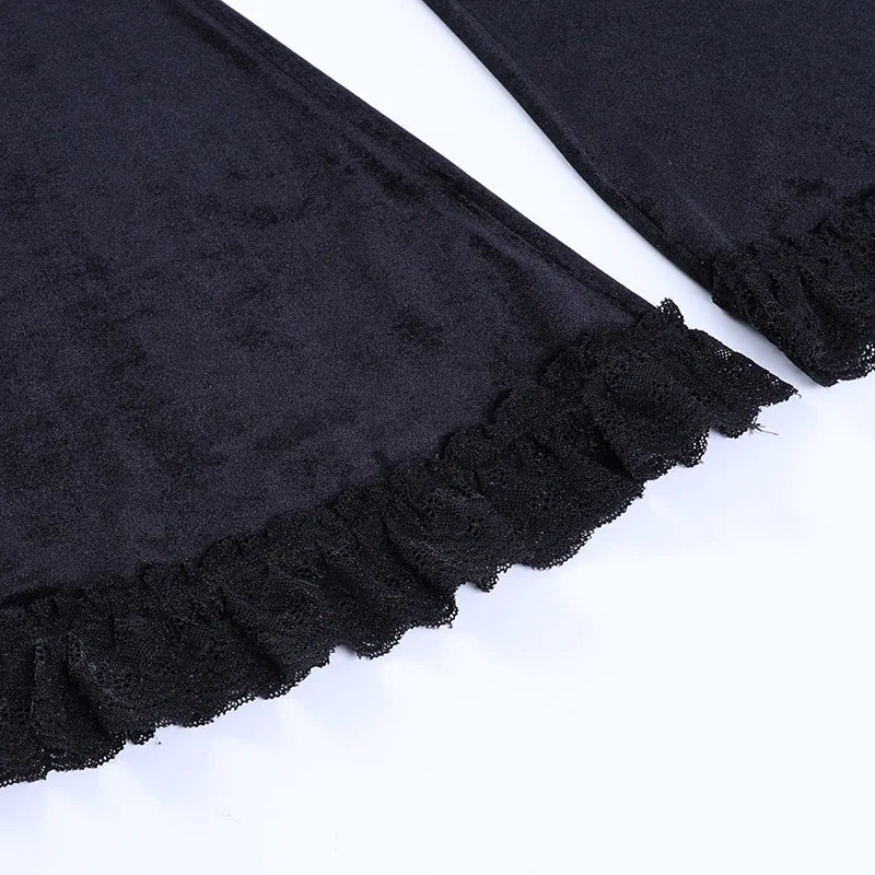 Goth Lace Velvet Flares - Festigal