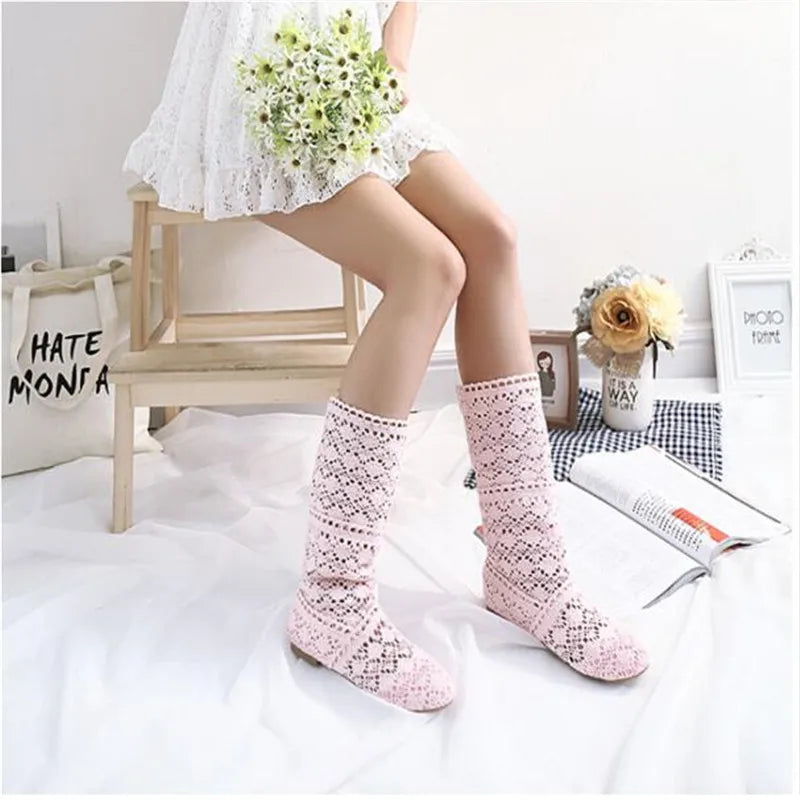 Crochet Mid-Calf Knitted Boots