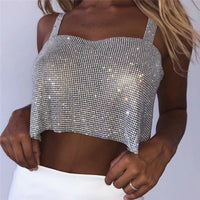 Shiny Metal Effect Rave Mesh Halter - Festigal