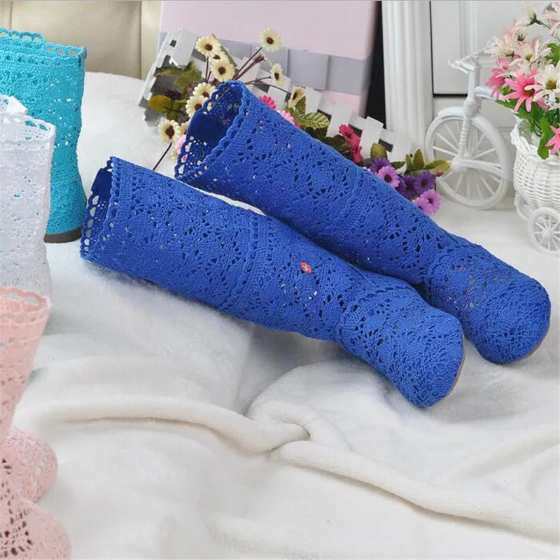 Crochet Mid-Calf Knitted Boots