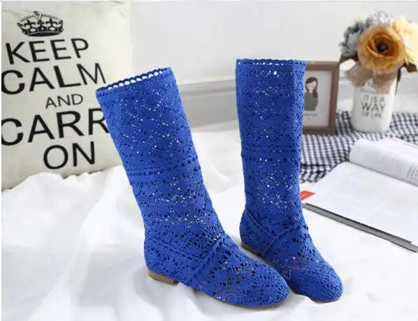 Crochet Mid-Calf Knitted Boots