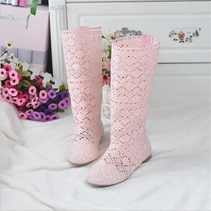 Crochet Mid-Calf Knitted Boots