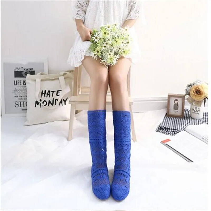 Crochet Mid-Calf Knitted Boots