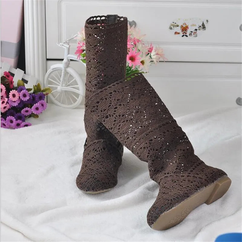 Crochet Mid-Calf Knitted Boots