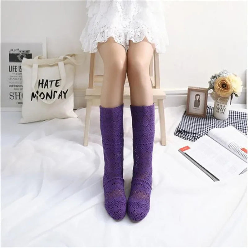Crochet Mid-Calf Knitted Boots