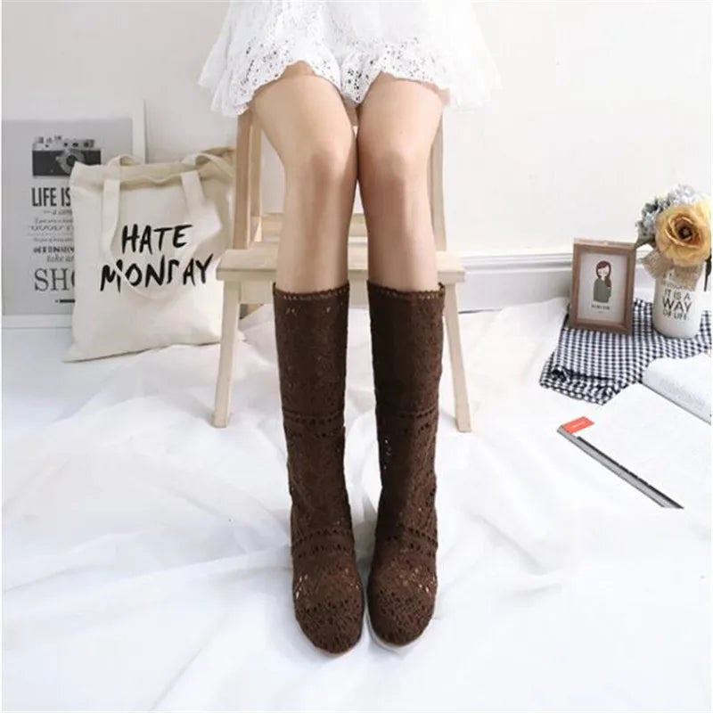 Crochet Mid-Calf Knitted Boots