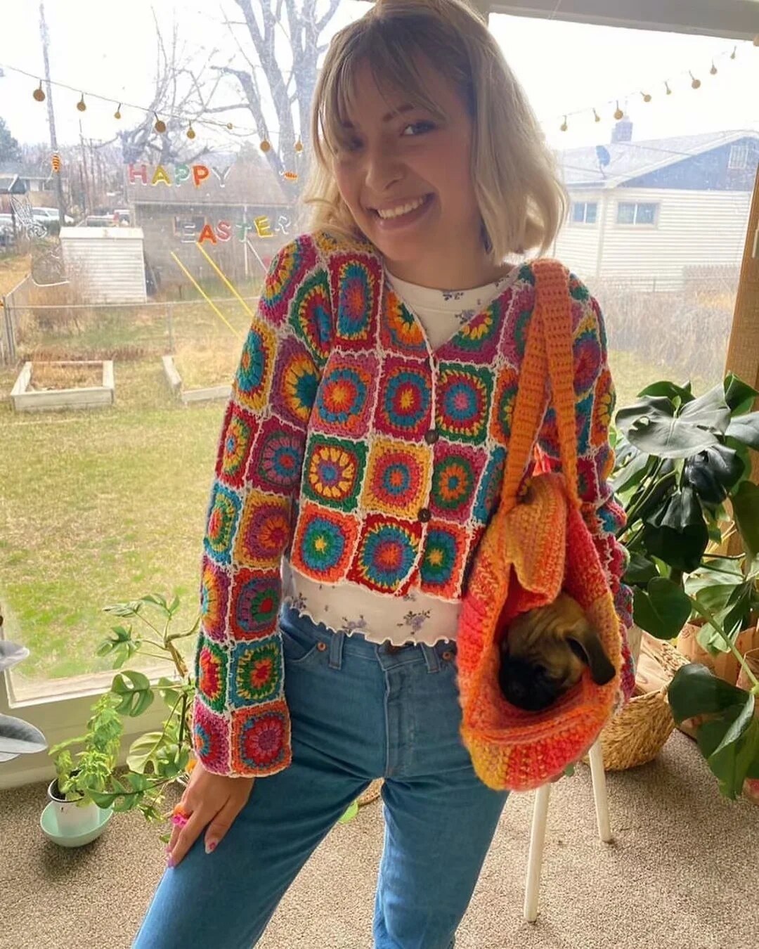 Sunburst Boho Coloured Hand Crochet Cardigan - Festigal