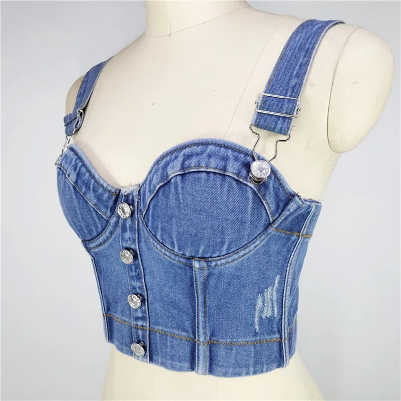 All Denim Cami Corset Top - Festigal