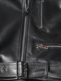 Faux Leather Ruffle Sleeve Jacket - Festigal
